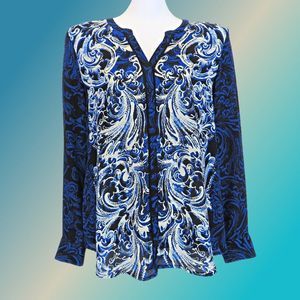 Blue and White Tunic Blouse Dana Buchman........325
